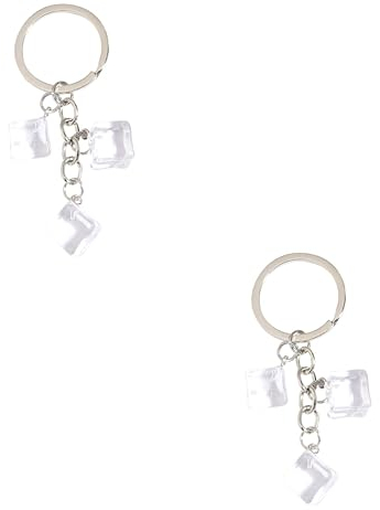 Amosfun 2St Eiswürfel Schlüssel anhänger Schlüsselanhänger mit Diamantanhänger coole Schlüsselanhänger eisformen eiswürfelbehälte Schlüsselbund Schlüsselanhänger-Accessoires für Damen Harz