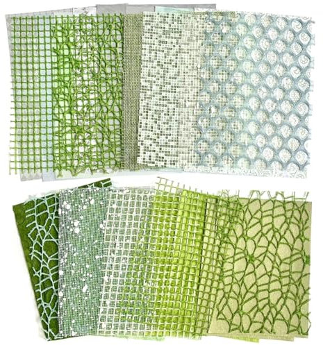 WeddHuis 15 Stück Papier Deko, Kit, Bunt Musterpapier, Mesh-Papiere, Strukturiertes Papier, Zubehör für Dekoration Album Karte DIY Handwerk (13 x 18cm) (Grün)