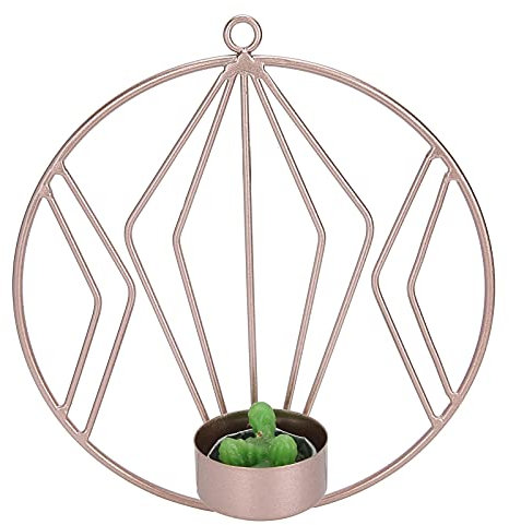 Bougeoir Circulaire Géométrique en Or Rose, Ornement de Chandelier Mural Innovant, Exquis et Unique, adapté au Salon, à la Chambre à Coucher, au café, à l'hôtel. Fabriqué en Fer