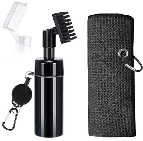 RHHGHY Golf Club Cleaner Brush, Golf Cleaning Kit With Water Spray Bottle And Golf Towels For Golf Bags With Clip, Golf Brush Cleaner With Clip, Accessories Golf Gift For Men