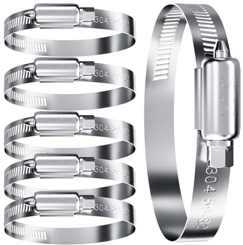 HOLMOL Lot de 6 colliers de serrage en acier inoxydable A2 - 59-82 mm - Colliers de serrage réglables pour piscine, jardin, tuyau d'eau