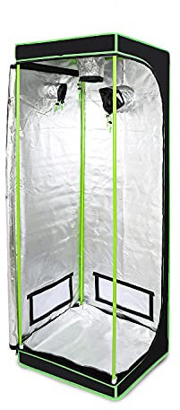 Peviasot Tienda de Cultivo, Growbox Negro y Verde, 60 x 60 x 180 cm, 600D Oxford Grow Tent, Tiendas de cría para Cultivo hidropónico, Invernadero aireado para Cultivo en casa