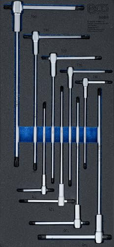 BGS 6090 | Bandeja para carro 1/3: juego de destornilladores con mango corredizo en T | perfil en T (para Torx) | T10 - T50 | 9 piezas