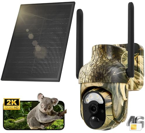 GLEEMALL 4G LTE Cellular Trail Cameras 2K 360° View Live Streaming Game Camera Built-in SIM Card with Motion Activated Color Night Vision Remote Phone Access Solar Trail Camera