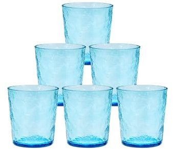 Lulworth Acrylic 360ml Tumblers, Set of 6 Unbreakable Shatterproof Cups, Stackable BPA Free Drinking Water Glasses, Hot/Cold Beverage Reuseable Container Cups