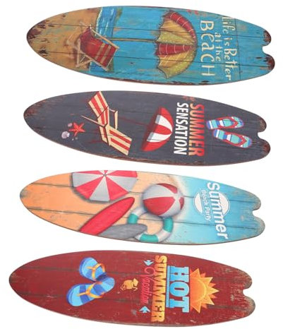 Cabilock 4Stücke Teiliges Holz Surfbrett Schild Wanddekoration Vintage Holzhandwerksornament Für Strand Und Wohnraumgestaltung Dekoratives Surfbrett Für Gemütliches
