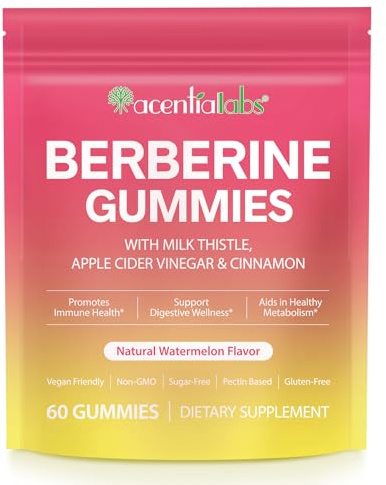 Berberin-Gummibärchen mit Ceylon-Zimt, Berberin-Ergänzung für Stoffwechsel, Energie, Darmgesundheit, zuckerfrei, 60 Gummibärchen