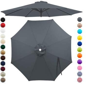 Chinimon Replacement Parasol Canopy 2m/2.5m/2.7m/3m/3.5m fits 6/8 Arms | Parasol Replacement Canopy 95% UV Block, Double-Stitch Seams, Fade Resistant Fabric, Canopy Only for Garden, Patio and Beach