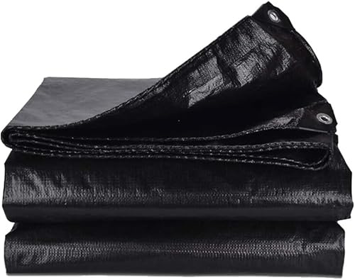 Tarps Heavy Duty Waterproof Black Weave Poly Tarpaulin Outdoor Reversible Poly Tarp Mit Ösen, 9.9x19.8ft/3x6m