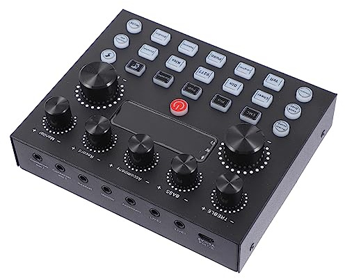 Live Soundkarte mit 800 Ma Eisengehäuse, Stimmverzerrer für Erwachsene | Schwarz, Kompatibel mit Computern und Tablets, Elektronischer Tonabgleich, Großes Drehregler Design