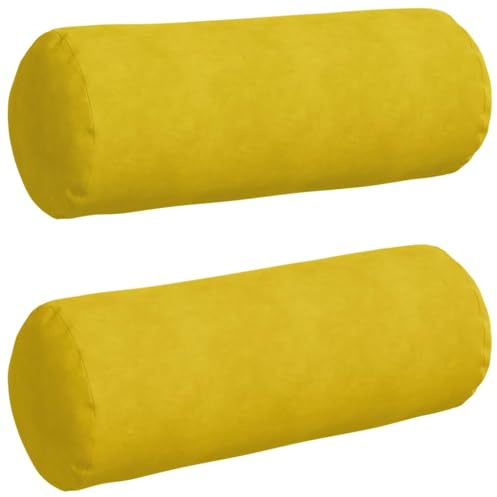 vidaXL Bolsterkissen 2 Stück Gelb Ø 25 x 70 cm Cordstoff