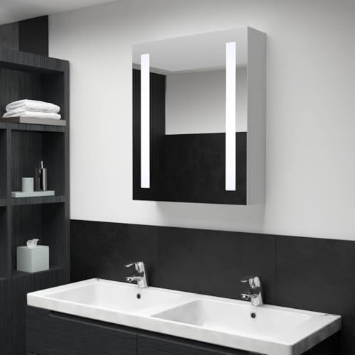 IBUQDDV LED-Spiegelschrank 50x13x70 cm mit 3 Böden und 2 LED-Lichtleisten, Wandschrank für Badezimmer aus hochwertigem MDF, Beleuchtung für Schminken und Rasieren, USB-Anschluss,