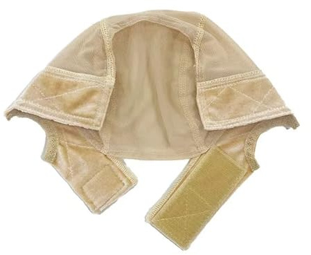 Perückenkappe Lace Wig Grip Cap for 4x5 transparente wiederverwendbare Kappen, Band for Frontperücken verstellbar Im Freien(Beige)