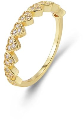 Tolldek Freundschaftsringe 9K/14K/18K Weißgold, Herz Partnerringe mit Moissanit Echt Schmuck, Eheringe Weiß Gold Au 375/585/750, Gr.47-65