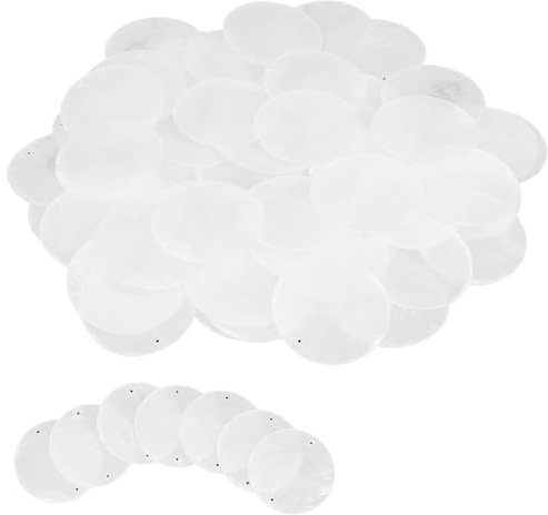 Tuidzljd 180 Pcs Coquillages Ronds Naturels de Capiz 2 Pouces D'Huîtres comme Indiqué pour L'Artisanat avec 2 Trous Disques de Coquille de Mer