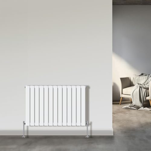 NRG Flat Panel Double Column Designer Radiator Horizontal Gloss White 600x884mm Bathroom Central Heating