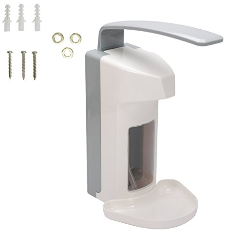 WORK-INN Desinfektionsmittelspender Seifenspender 500 ml | Wand-Spender mit Tropfschale inkl Befestigungsmaterial Kunststoff | Dosier-Pumpe für Desinfektionsmittel/ Seife | Sterilliumspender