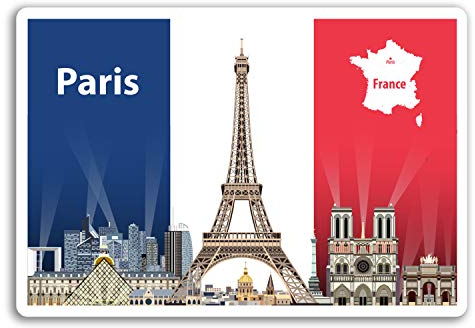 2 x 10 cm Paris Frankreich Vinyl Aufkleber - Flaggen-Reise-Aufkleber Laptop Gepäck # 17968 (10 cm breit)