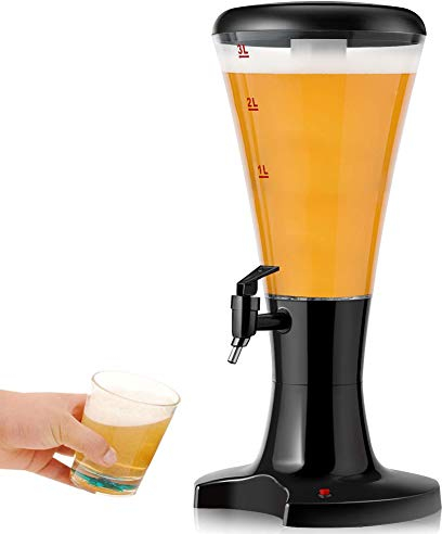 Dispensador De Cerveza Bebidas FríAs De Cerveza De 3 litros con Luces Led Y Tubo De Hielo ExtraíBle, Ideal para La Noche. Black