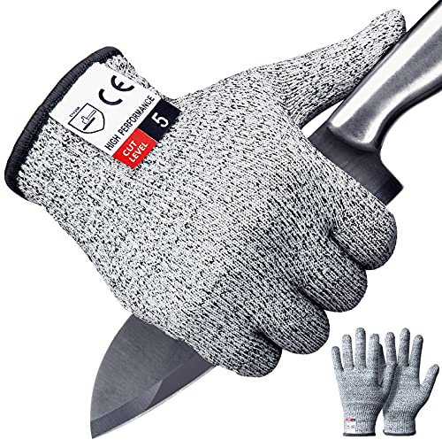 Apaffa Lot de 2 gants résistants aux coupures de qualité alimentaire, gants anti-coupures pour cuisine, mandoline, sculpture sur bois, taille S