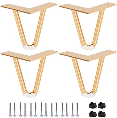 Btowin 10cm Haarnadel Tischbeine, 4 Stück Moderne DIY Metall Möbelfüße Hairpin Legs mit Bodenschoner & Schrauben für Schreibtisch Schrank Nachtständer Stühle