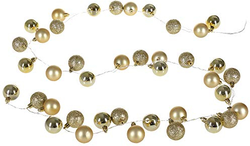 Casaria® Weihnachtskugeln Lichterkette 40 LED 2m Timer Innen Außen 8 Lichteffekte Kugeln Kunststoff Matt Christbaumschmuck Christbaumkugeln Gold
