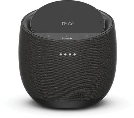 Belkin SoundForm Elite Hi-Fi Smart Speaker + Wireless Charger (Alexa Voice-Controlled Bluetooth Speaker) Sound Technology by Devialet (White)
