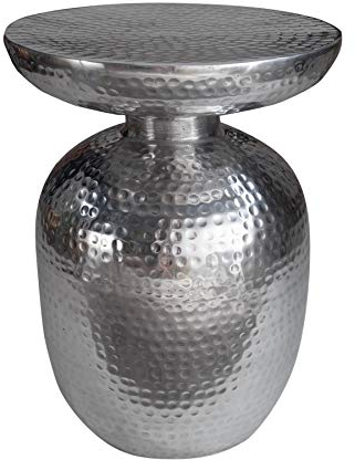 invicta INTERIOR Handgearbeiteter Beistelltisch Orient 36cm Silber Hammerschlag Design Wohnzimmertisch Couchtisch