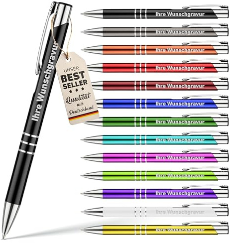 Your Gravur - 250x Kugelschreiber mit Gravur - Scotty - Kugelschreiber personalisiert mit großer Farbauswahl (+13 Farben) - Kugelschreiber als personalisierte Geschenke mit Wunschtext