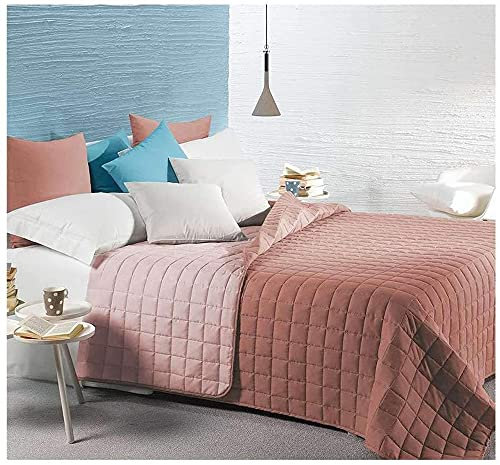 Caleffi TRAPUNTINO COPRILETTO TRAPUNTATO MODERN TINTA UNITA LETTO SINGOLO 1 PIAZZA (Rosa)