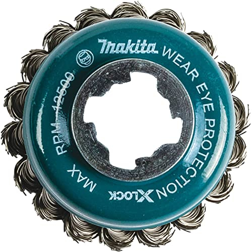 Makita D-73330 X-LOCK Topfbürste 80 mm Edelstahl gezopft, 1 Stück, 0,5 mm Draht, für Stahl und Edelstahl, EN1083-2, passend für X-LOCK Winkelschleifer