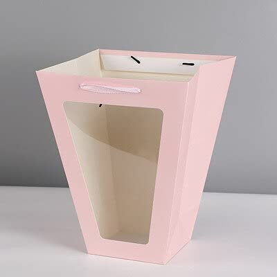 12pcs T-Shaped Square Flower Bag, Plant Tote Bag, Gift Bag, trapezoidal Rose Flower Bonsai Bag (B,L 35x28x14cm)