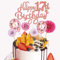 HCRXVV 17.Geburtstag Tortendeko Rosa fur Mädchen,17th Happy Birthday Glitzer Tortendeko,Konfettiballons Cake Topper und Papierfächer Kuchen Deko für Geburtstag(7Stück)