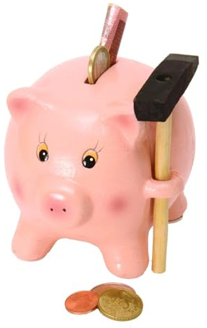 Schweinchen Spardose mit Hammer