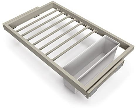 Emuca - Bausatz 7 Hosenstangen mit Hilfstablett und Führungsrahme mit sanft schließenden für Schränke, Modul 800mm, regulierbare, Steingrau lackiert