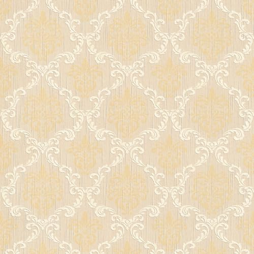 Fabric Look Wallpaper Wall Profhome 956292-GU Textile Wallpaper Textured with a Fabric Look matt Beige Yellow 5.33 m2 (57 ft2)