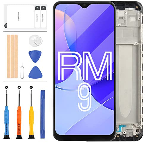 per Xiaomi Redmi 9 Sostituzione Schermo per Xiaomi Redmi 9 M2004J19G M2004J19C Display LCD Touch Screen Digitizer Assembly Kit Parti di Riparazione con Strumenti (Nero con Telaio)