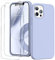 GOODVISH 3 in 1 for iPhone 12 Pro Max Case Liquid Silicone with 2x Screen Protector, Anti-Scratch Full covered Microfiber Lining Shockproof Protective Slim Phone Case Cover 6.7, Spring Blue