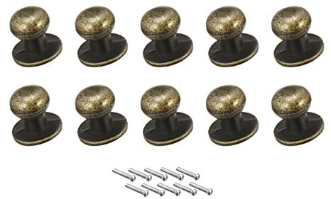 METALLIXITY Tiradores Mini de Cajón (12mm/0.47) 10 Unidades, Pomos Redondos de Aleación de Zinc con Tornillos - para Tiradores de Cajones y Armarios en el Hogar, Bronce