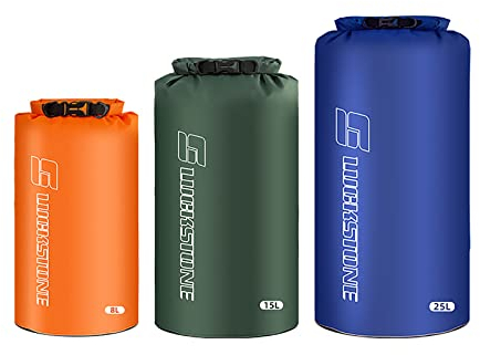 Wasserdicht Trockenbeutel Set Ultraleichte Trockensäcke Packsack Outdoor Dry Bag für Camping Wandern Reisen (3 Pack (8+15+25L))