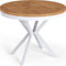 WFL GROUP Table à Manger Extensible Ronde - Table Style Loft avec Pieds en Métal Blancs - 120 à 200 Cm - Table Ronde Style Industriel pour Le Salon - Compacte - 120 Cm - Chêne Lancelot