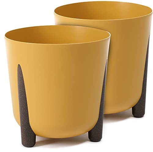 TULMERO Blumentopf matt, Pflanzkübel aus Übertopf Kunststoff Dekorativer Topf für, groß und klein Pflanzen, 2er-Set blumenkübel, blumenkübel kräutertopf, (2 Pack) Senf, ø 30 cm