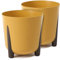 PECZEKO Pot de Fleurs TULMERO Mat en Plastique, Décoratif pour Grandes et Petites Plantes, Lot de 2, Pot d'Herbes, (2 Pièces) Moutarde, ø 30 cm