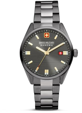 Swiss Military Hanowa Roadrunner Herrenuhr mit Edelstahlband und Saphirglas Datum