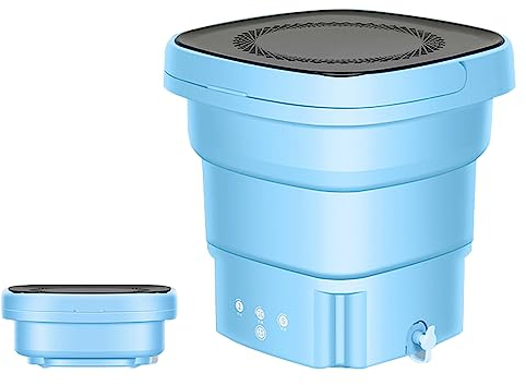 UVCMDUI 4.5L Portable Mini Washing Machine, All-In-One Foldable Mini Washing Machine with Spin Dryer, 12W Power-Saving Portable Mini Washer with 3 Modes and Blue Light Deep Cleaning,Blue