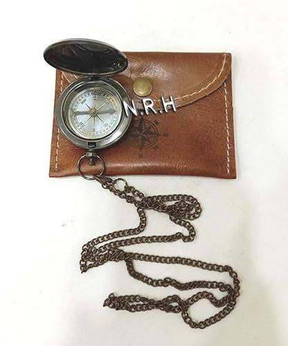 Handgefertigter Kompass aus Messing mit Druckknopf für Geburtstagsgeschenk, Taufgeschenk, Hochzeitsgeschenk, Trauzeugen-Geschenk, Valentinstagsgeschenk