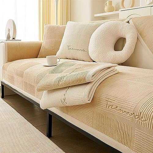 YSZBD sofabezug ecksofa wasserdicht l-Form 1/2/3/4sitzer，sofaschoner，sofaschutzdecken rutschfest,lightcoffee-70x180cm