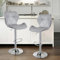 Lot de 2 Tabourets de Bar, Chaises Haut, Hauteur Réglable, Revêtement en PU, Rotatif sur 360°, avec Dossier et Repose-Pieds, Pied Chromé, 49 x 35 x 107-127 cm (Gris)