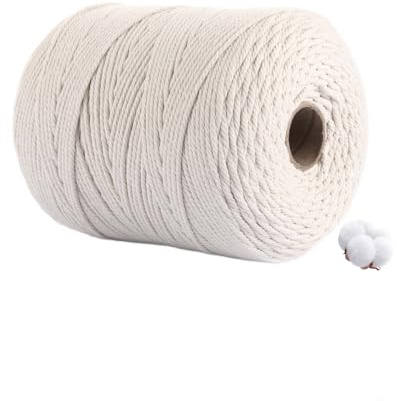 WOPPLXY Corde Macramé 3mm Beige, 3mm x 500m Fil Macramé 3mm, Macrame Corde en Coton pour Le Bricolage et la Décoration de Tapisserie Balcon Salon