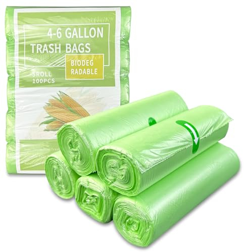 Diompirux 100 pièces Sac Universel Organiques,20 L Sacs à ordures de Cuisine Compostables Sacs à Ordures, salle de bain poubelle anti-fuite, 50x60cm,pour dans le Salon, bureau,Le jardin